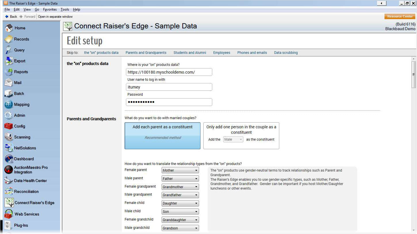 Options for handling data for Parents and Grandparents